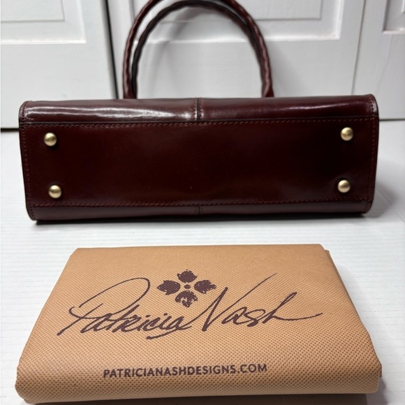 PATRICIA NASH Cognac Brown Leather  Satchel Handbag Purse - Picture 6 of 7